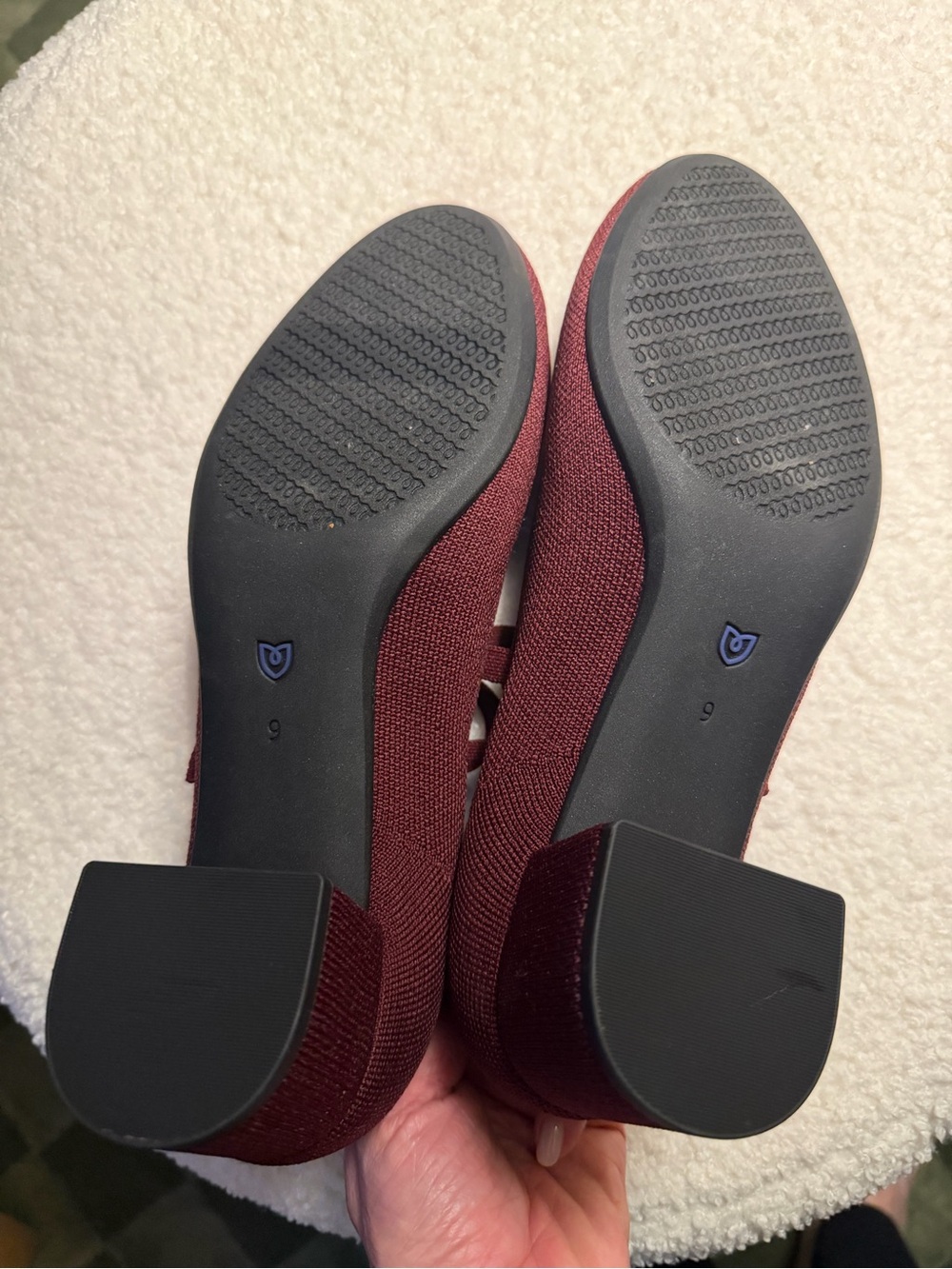 Rothy’s- Women's Mary Jane Knit Flats in Burgundy - Picture 5 of 6